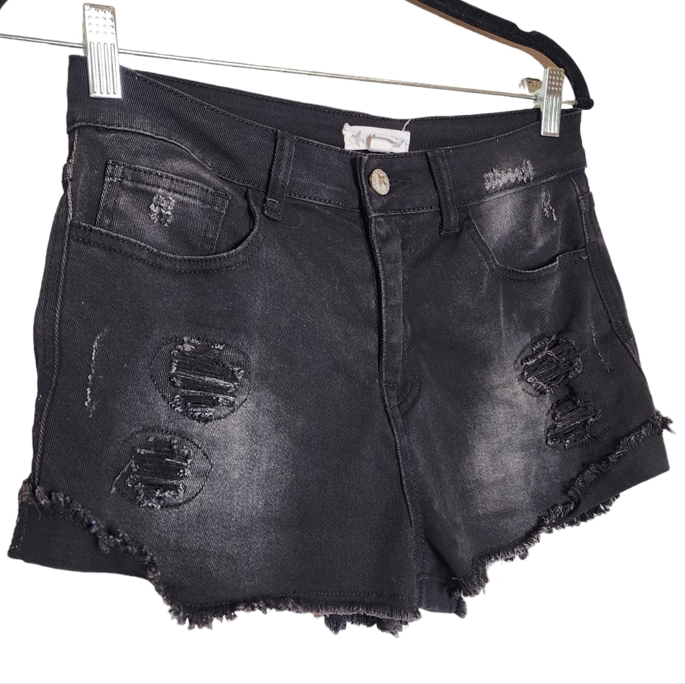 Others Follow black distressed faded denim shorts.‎ Size 5.